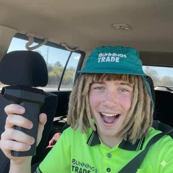 reviewer with blowy v3 power blower